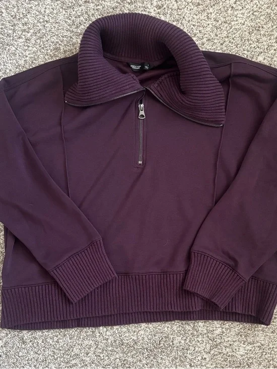 Simply Vera Wang Plum Quarter Zip Sweater Size L Soft Ribbed Cozy Pullover - Picture 1 of 4